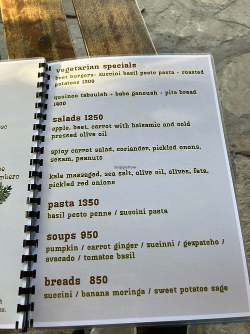 Menu  at Uwepo Nourishment in Watamu
