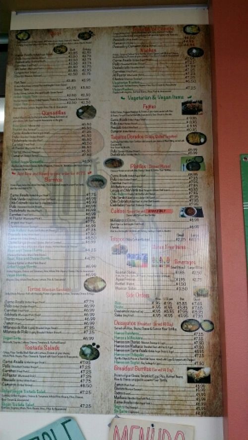 Huge Restaurant Menu Board at Norte Sur in Ventura