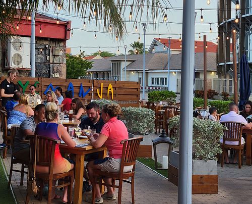 Outside seating at Yemanja Woodfired Grill in Oranjestad
