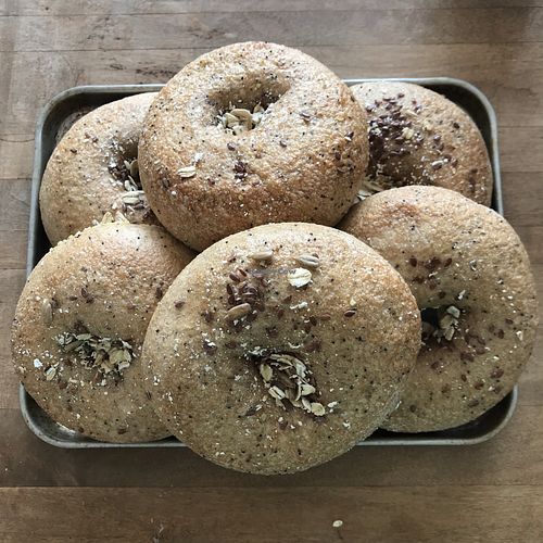 Special order multigrain bagels without egg wash at The Bagel Shop in Homer