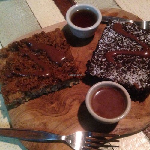 Coconut cake on the left and Chocolate Banana cake on the right! Divine. at Eat.Co in Koh Phangan