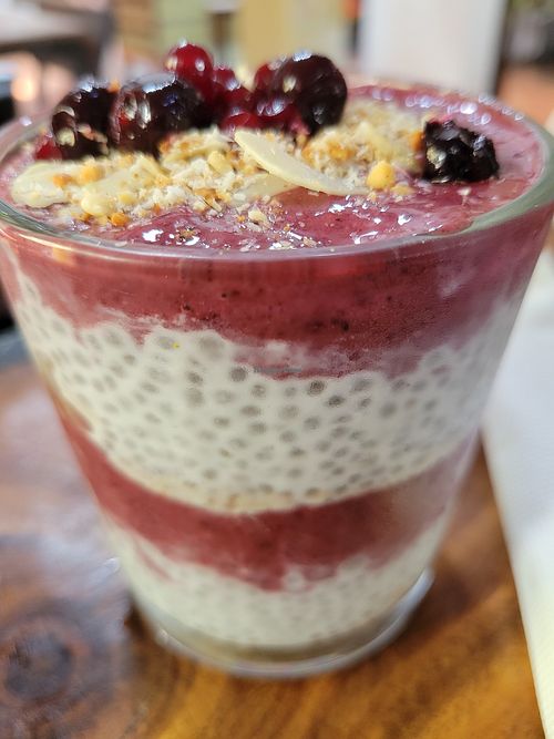 Berry chia pudding at Eat.Co in Koh Phangan