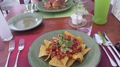 nachos and nasi gore at Pure Green Vegan in Adelaide