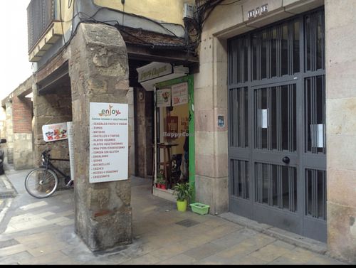 outside at Enjoy Vegan in Barcelona