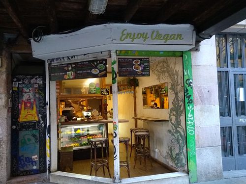 From the street  at Enjoy Vegan in Barcelona