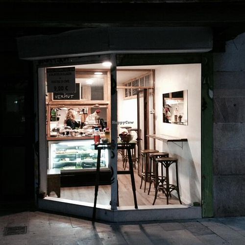 Outside at Enjoy Vegan in Barcelona