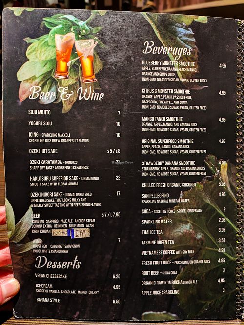 Menu page at Indochine Vegan at Indochine Vegan in San Francisco