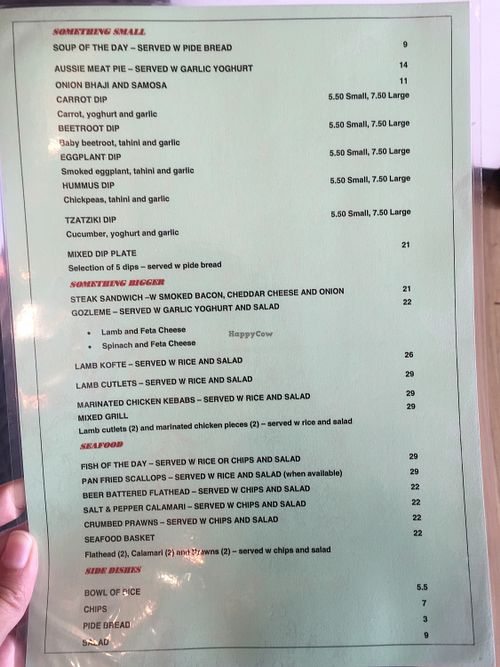 Menu at Pasha's in Kettering