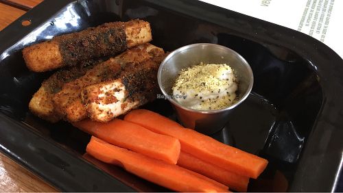 Fried tofu at VeganMunch in Monterrey
