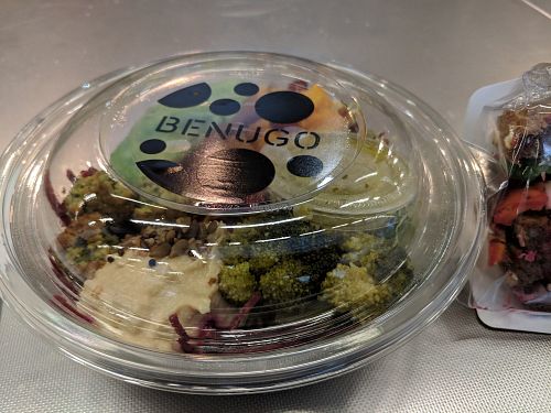Salad with falafel at Benugo at St Pancras International in London