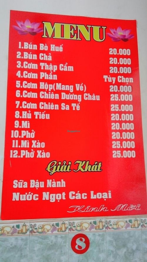 Menu at Long Hoa in Da Lat