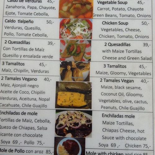menu at Tonantzin Saludable in San Cristobal De Las Casas