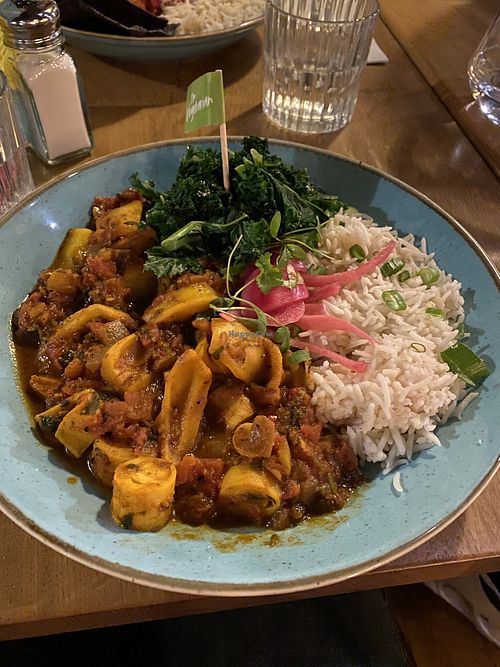spicy no-goat curry  at Las Iguanas in Cambridge