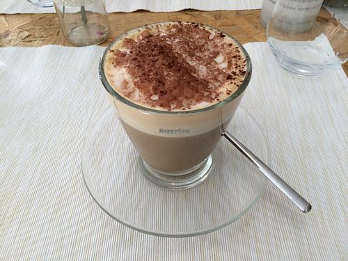 Soy cappuccino at El Vergel Veggie Restaurant in Tarragona
