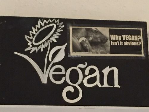 ethical poster at El Vergel Veggie Restaurant in Tarragona