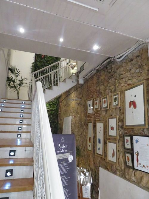 stairway up to the restaurant at El Vergel Veggie Restaurant in Tarragona