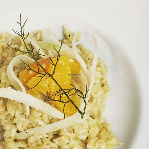 Risotto de hinojo y naranja at El Vergel Veggie Restaurant in Tarragona
