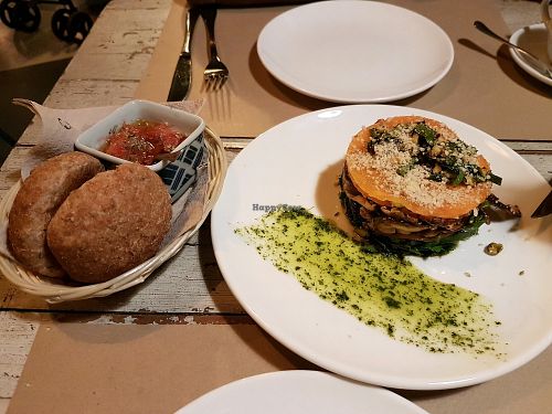 raw starter with bread at La Hierba Luisa Cocina de la Huerta in Gran Canaria