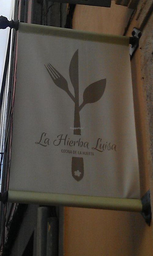 The sign at La Hierba Luisa Cocina de la Huerta in Gran Canaria