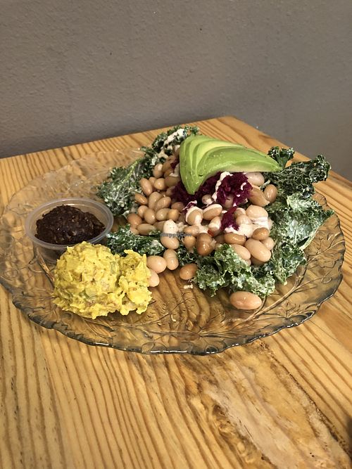 Kale Caesar with Peruvian beans  at Raw Fresno in Fresno