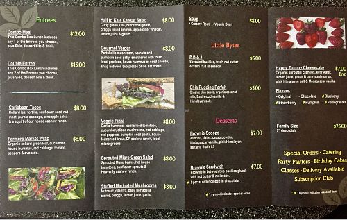 The food menu at Raw Fresno in Fresno