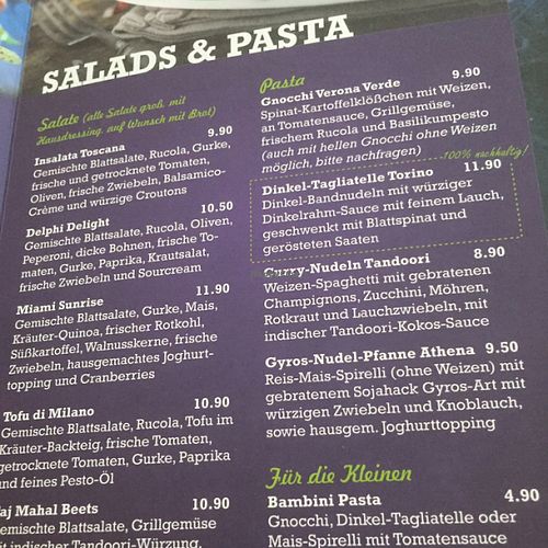 pastas at My Heart Beats Vegan in Karlsruhe