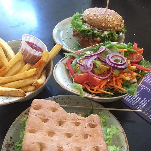  urgera salad and fries. all good at My Heart Beats Vegan in Karlsruhe