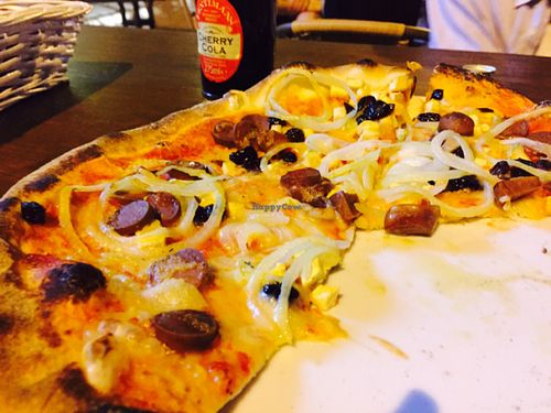 smoked tofu with cranberries. delicious! at Vegan Pizza in Warsaw