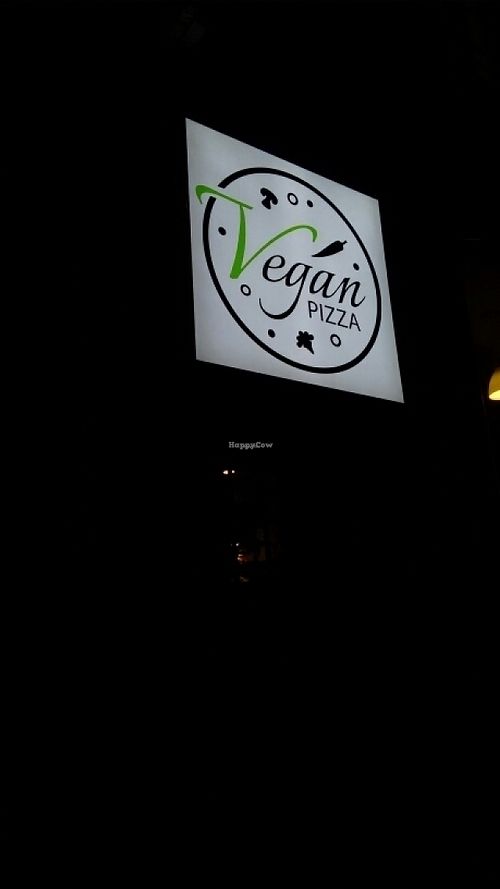 sign at Vegan Pizza in Warsaw