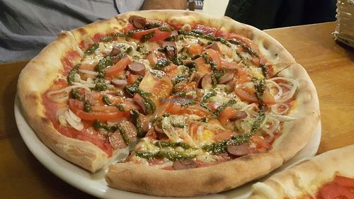 Tomatos and pesto for him  at Vegan Pizza in Warsaw