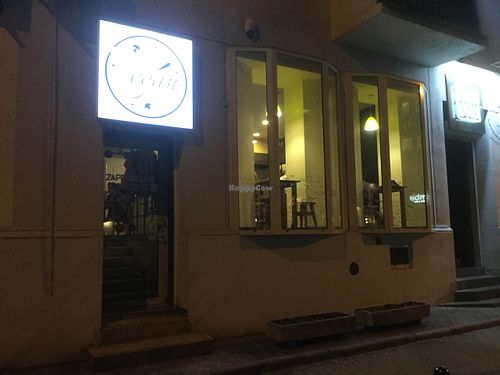 outside at night  at Vegan Pizza in Warsaw