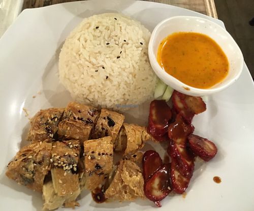 2 in 1 chicken cum char Siew rice at Nature Cafe 自然疏食 - The Aperia in Central Singapore