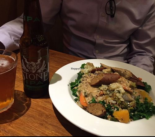 Harvest Bowl and Stone IPA. at Veggie Grill by Next Level in Pasadena