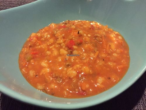 ";beef"; barley soup  at Veggie Grill by Next Level in Pasadena
