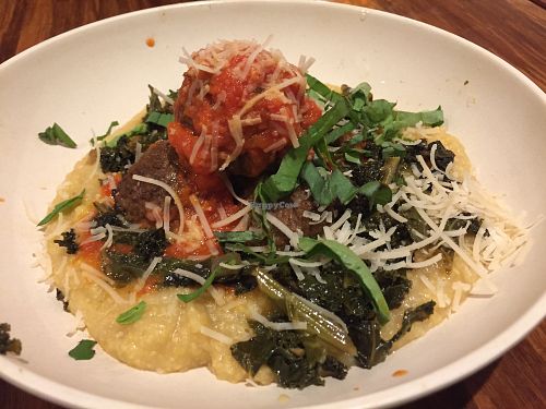 Meatballs + Polenta Bowl at Veggie Grill by Next Level in Pasadena