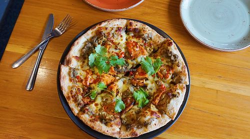 Falafel Pizza at Vege Rama in West End