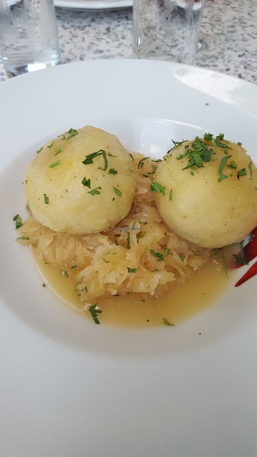 vegan Wurstknoedel at Gasthaus am Predigtstuhl in Vienna