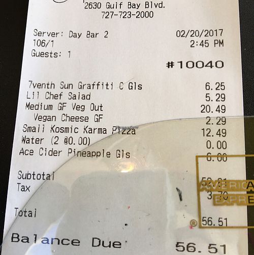 note the high price for vegan/gf at Mellow Mushroom in Clearwater