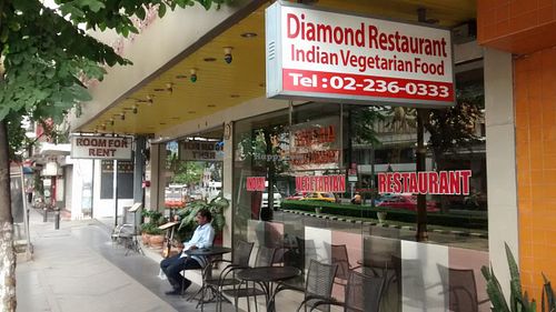 In front of the restaurant at Diamond Restaurant in Bangkok