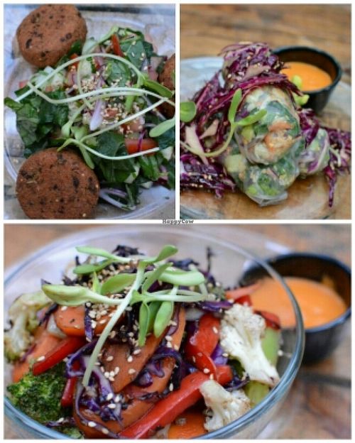 falafel salad, salad rolls and veggie wok at Co.ConAmor in Tulum