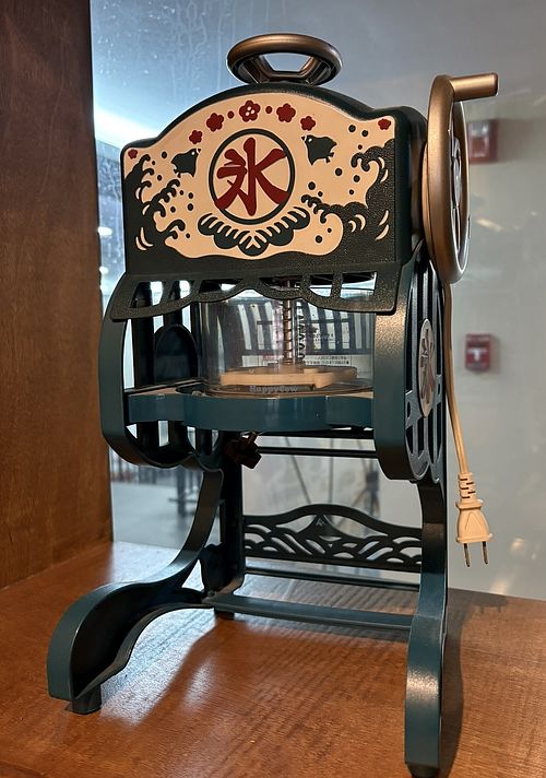 Old school shaved ice machine   at Wabi-Sabi Noodle House Morato in Quezon City
