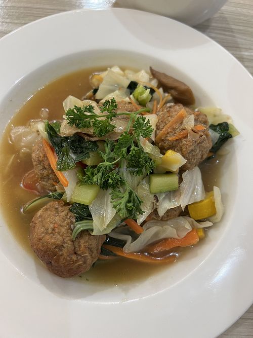 Stewed veggie balls in ginger soy sauce (made vegan)  at Rice Revolution 呷米 - Jiā Mǐ in Taipei