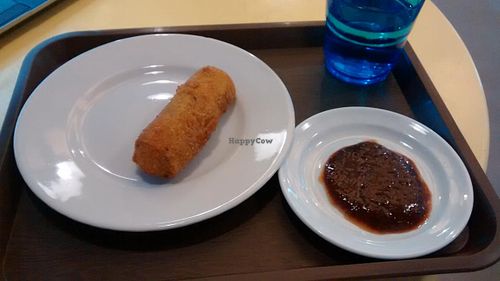 Vegan roll (fritter with vegetables) with a chutney at Mahacafe in Paris