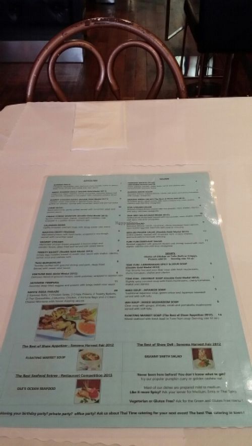 Award winning dishes, bottom of menu at Thai Time Asian Bistro in Santa Rosa