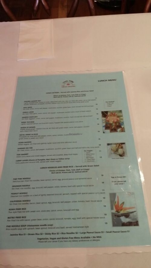 Some Lunch Special items can be made vegan on request at Thai Time Asian Bistro in Santa Rosa