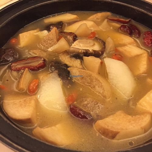 King oyster mushroom in herbal soup  at ChangLe in Hong Kong Island