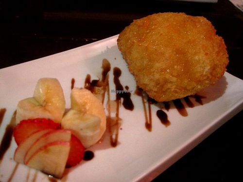 Fried vegan ice cream! It's made with Coconut Bliss (vanilla flavor). at Sushi Momo in Montreal