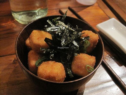 Tofu Agedashi (fried tofu, tempura sauce, shredded daikon).

This appetizer is really good. I'd order it again. at Sushi Momo in Montreal