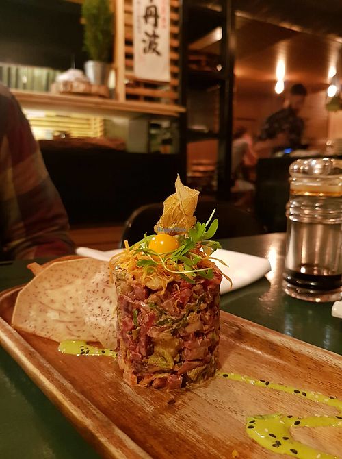 Beetroot tartare, impressive!! at Sushi Momo in Montreal