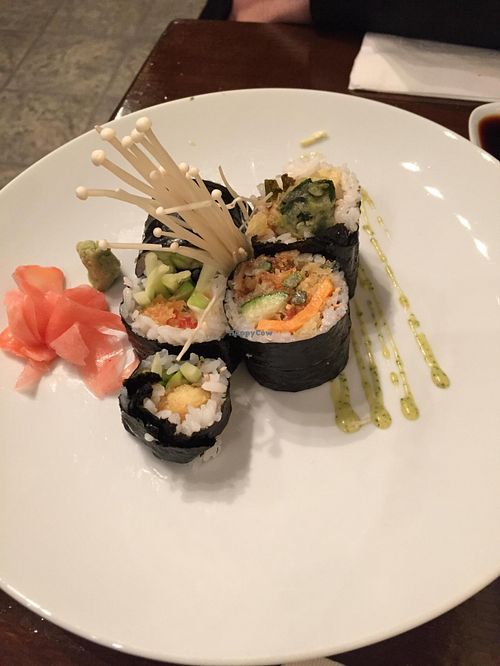 The Boston and vegan tempura sushi at Sushi Momo in Montreal